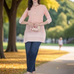 TEEMOODS Ethnic Motifs Embroidered Chikankari Kurti-image-91