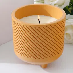 Ekhasa Orange & White Textured Soy Wax Ceylontea Scented Jar Candle-17