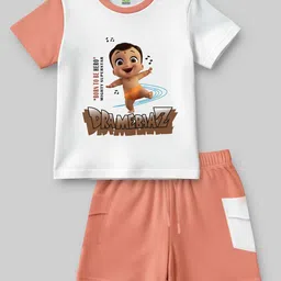 Chhota Bheem Boys Printed Short Sleeves Pure Cotton T-shirt With Shorts-picture-24
