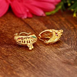 DIVASTRI Gold Plated Crescent Shaped Drop Earrings-image-89