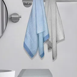 Myntra Elegant Homes White & Blue 4 Striped Cotton 150 GSM Bath Towel-image-69