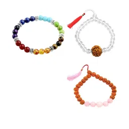 Divine souvenirs Unisex Set Of 3 Artificial Beaded Elasticated Bracelets-image-98