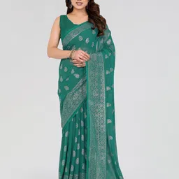 LeeliPeeri Designer Paisley Poly Georgette Saree-image-62