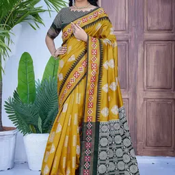 Mitera Woven Design Zari Silk Blend Banarasi Saree-image-0