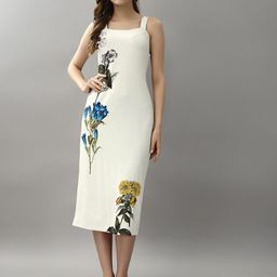 Attire Empire Floral Printed Shoulder Straps Sheath Midi Dress-image-47