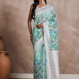 Sangria Woven Design Festive Wear Saree With Matching Blouse-image-87