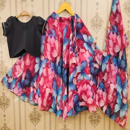 BAESD Girls Foil Print Ready to Wear Lehenga & Blouse With Dupatta-picture-34