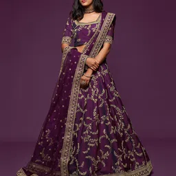 ODETTE Embroidered Sequinned Semi-Stitched Lehenga & Unstitched Blouse With Dupatta-picture-53