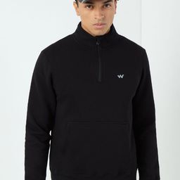Wildcraft Men Solid Mock Collar Cotton Pullover Sweatshirt-picture-7