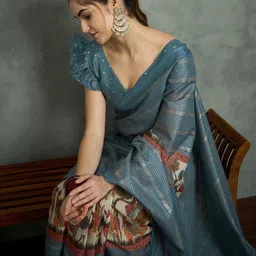 Mitera Kalamkari Printed Block Print Saree image 4
