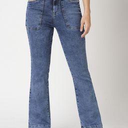 Kraus Jeans Women Flared High-Rise Light Fade Jeans-image-96