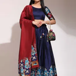 DIVASTRI Printed Semi-Stitched Lehenga & Unstitched Blouse With Dupatta-picture-3
