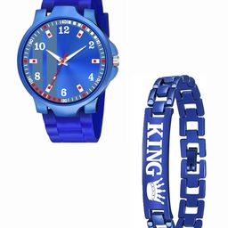 Gopal Shopcart Men Round Dial Analogue Watch with Bracelet 3Kan BLUPata NEW PU K Bracelet-image-127