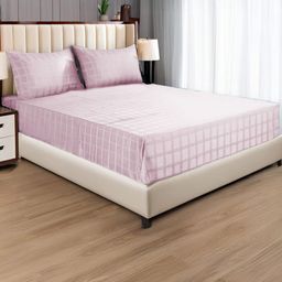 URBAN SPACE Pink & White Geometric Cotton 300 TC King Bedsheet Set-2.74 cm x 2.74 cm-image-87