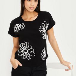 max Women Floral Printed Extended Sleeves Raw Edge Regular T-shirt-image-51