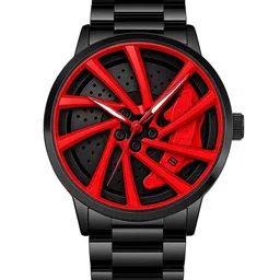SWADESI STUFF Men Dial & Straps Square Reset Time Analogue Watch ROTATE 003 RED 2025-23