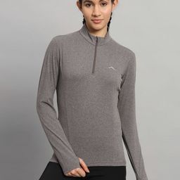 Reccy Women Moisture Wicking Solid High Neck T-shirt-image-47