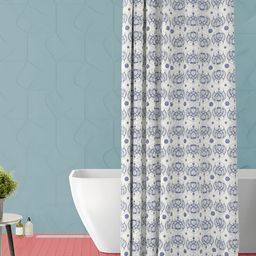 ArtzFolio White & Blue Floral Printed Waterproof Shower Curtain-image-95