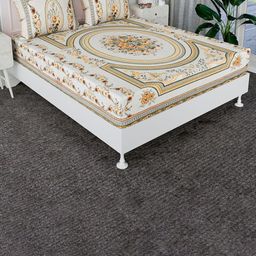 Kuber Industries Yellow 160 TC Cotton King Bedsheet with 2 Pillow Covers 2 x 2mt-picture-37