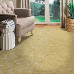 saraswati global Gold Abstract Blended Wool 6 ft x 9 ft Hand Tufted Carpet-picture-48