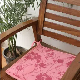jamio firati Pink Cotton Floral 16x16 inches Chair Pads (Set of 2)-picture-0