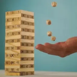 Wooden Jenga Number Dice Blocks Timber Tower Tumbling Game for Kids and Adults-12
