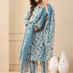 Women Cotton Blend Maternity And Feeding Kurta Set With Dupatta With Zipper Printed Kurta, Trouser/Pant & Dupatta Set-picture-28