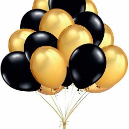 Solid 10 Inch Metallic Latex Black and Gold Birthday Balloons - Pack of 100 Pieces Balloon-image-33