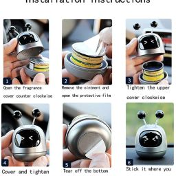 selifaur Cute Robot Car Diffuser Solid Aromatherapy Air Vent Freshener Red Diffuser image 5