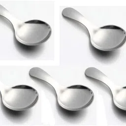 Short Handle Spoons Set of 5, Stainless Steel Mini Salt Spoons for Condiments Silver Coffee Spoon, Cream Spoon, Soup Spoon, Tea Spoon-image-12