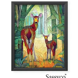 Sassyco Multicoloured Single Piece Canvas Birds and Animals Wall Paintings-picture-29