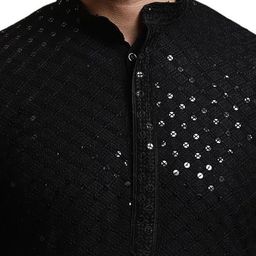 Atly Men Embroidered Regular Sequinned Kurta with Pyjamas image 4