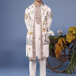 KALPRAAG Men Floral Embroidered Regular Sequinned Kurta with Trousers & With Dupatta-picture-41