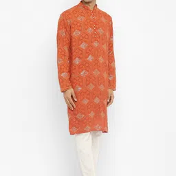 Devyom Men Printed Regular Thread Work Kurta with Pyjamas image 3