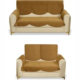 Fashion Throw Gold-Toned Checked Velvet Sofa Cover With Arms-image-21