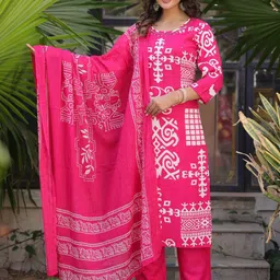 Sindh Fashion Women Printed Regular Kurta &Trousers With Dupatta-image-83