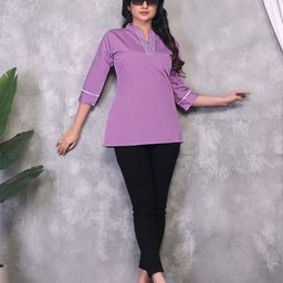 Visit Wear Women Solid Embroidered Thread Work Mandarin Collar Kurti-image-39