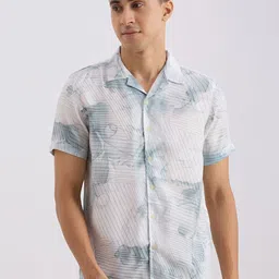 VALEN CLUB Abstract Printed Cuban Collar Relaxed Shirt-picture-9