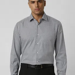 Van Heusen Men Spread Collar Micro Checked Cotton Formal Shirt-image-42