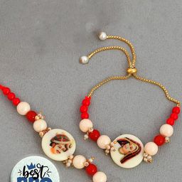Ascension 2-Pcs Bhaiya Bhabhi Rakhi With Fridge Magnet & Roli Tilak-image-61