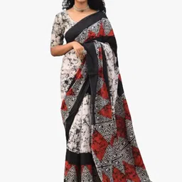 TROPWEAR Red Pure Cotton Ikat Saree-picture-26