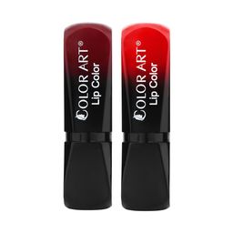 Color Art Set Of 2 Long Lasting Glossy Bullet Lipstick - Light Maroon & Bright Red-image-6