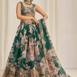 Fusionic Embellished Sequinned Semi-Stitched Lehenga & Unstitched Blouse With Dupatta image 1