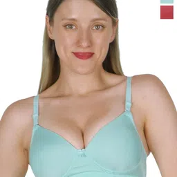 SHYAM SONS FLAIR Pack of 2 Full Coverage Lightly Padded T-shirt Bra-image-33