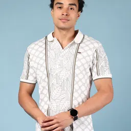 V-Mart Men Printed Polo Collar Pockets T-shirt-image-92