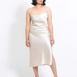 MONOMEE Women Shoulder Straps Satin A-Line Midi Dress-image-70