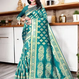 SHOP DROP Woven Design Pure Silk Banarasi Saree-image-89