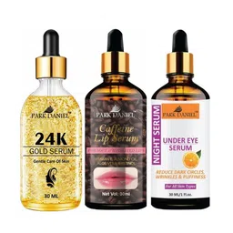 Park Daniel Set of 3 24K Gold Face Serum With Caffeine Lip Serum & Under Eye Serum-73