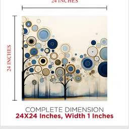 OLIVE TREE White & Blue Abstract Printed Canvas Wall Art-15