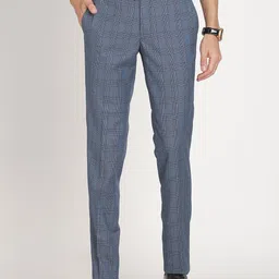 Turtle Men Checked Tailored Slim Fit Trousers-image-31